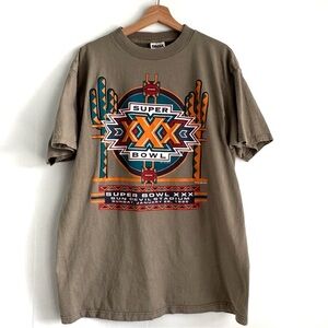 Vintage NFL Super Bowl XXX 30 1996 Graphic Tee - Tan XL Crewneck